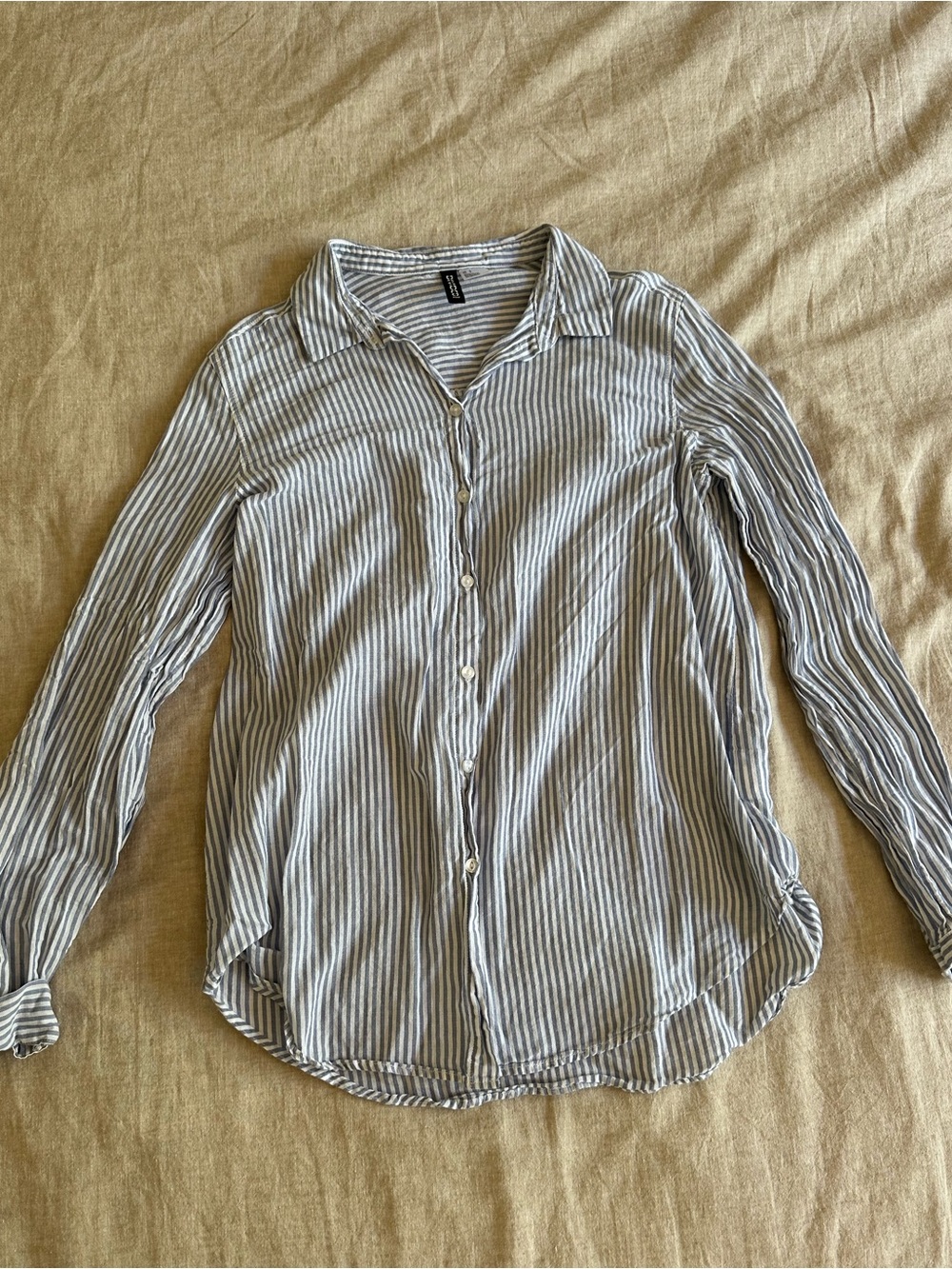 H&M Blue & White Striped Cotton Button Down Shirt Small
